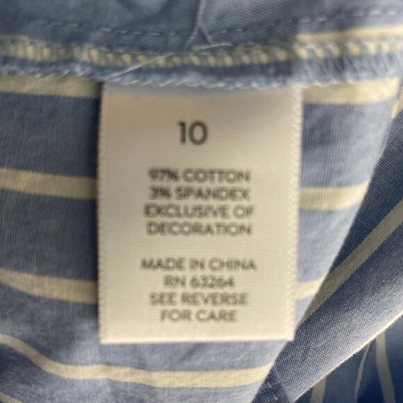 Westport White/Blue Stripe Embroidered Lace Sleeve Casual Dress - Picture 5 of 6